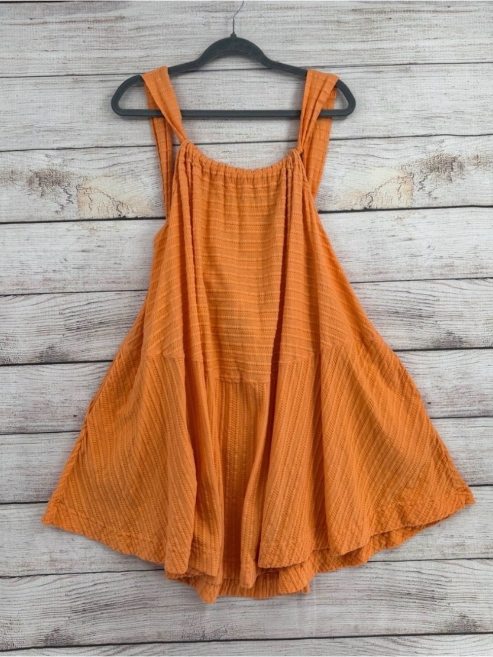 Free People Orange Cotton Gauze Tie Back Babydoll Mini Dress S